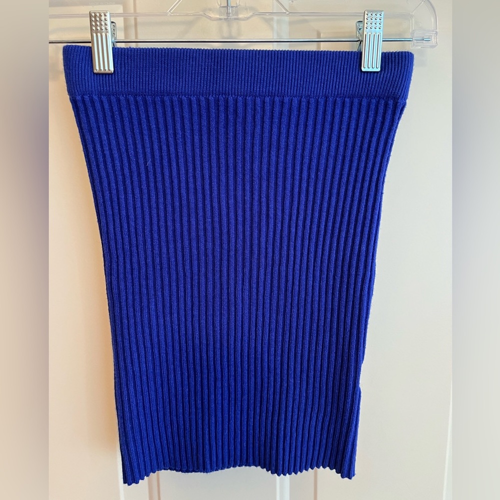 Princess Polly royal blue knit ribbed body con sporty chic skirt. Size XS/S